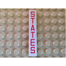 LEGO csempe 1×6 'STATES' felirat mintával, fehér (34954)