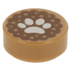 LEGO csempe 1×1 kerek kutyalábnyom mintával, középsötét testszínű (26819) --- Debrecenben raktáron!