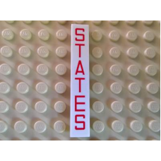 LEGO csempe 1×6 'STATES' felirat mintával, fehér (34954)