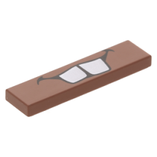 LEGO csempe 1×4 mosolygó száj és két fog mintával (Verdák, Matuka), vörösesbarna (95395)