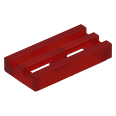 LEGO csempe 1×2 rácsozott, átlátszó piros (2412)