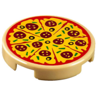 LEGO csempe kerek 2×2 pizza mintával, sárgásbarna (29629)