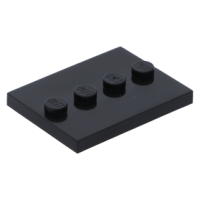 LEGO csempe 4 bütyökkel 3x4, fekete (88646)