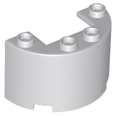 LEGO henger fél (ívelt fal elem) 2×4×2 1×2-es kivágással, világosszürke (24593)