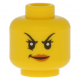 LEGO női fej gonosz mosolyú arc mintával, sárga (20283)