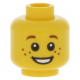 LEGO fiú/gyermek fej szeplőkkel és mosolygós arc mintával, sárga (12327)