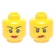 LEGO női fej kétarcú mosolygó/mérges arc mintával, sárga (23093)
