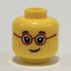 LEGO kislány fej szemüveg és szeplő mintával, sárga (26882)