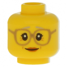 LEGO női fej szemüveg mintával (nagymama), sárga (26848) --- Debrecenben raktáron!