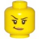 LEGO női fej önelégült mosoly mintával, sárga (29627)
