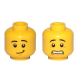 LEGO férfi fej kétarcú mosolygós/ijedt arc mintával, sárga (32729)