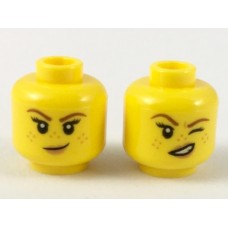 LEGO női fej kétarcú mosolygó/kacsintós arc mintával, sárga (38300) --- Debrecenben raktáron!