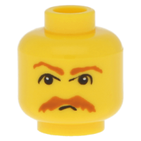 LEGO férfi fej bajusz mintával, sárga (44476)
