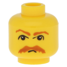 Nagyítás: LEGO férfi fej bajusz mintával, sárga (44476) - Bütyökbazár Eredeti, új LEGO férfi fej bajusz mintával, sárga (44476) - karakteres pótalkatrész minifigura építéshez