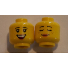 LEGO női fej kétarcú nevető/alvó arc mintával, sárga (21463)