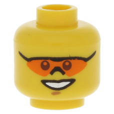 LEGO férfi fej mosolygós arc és napszemüveg mintával, sárga (13636)