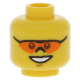 LEGO férfi fej mosolygós arc és napszemüveg mintával, sárga (13636)