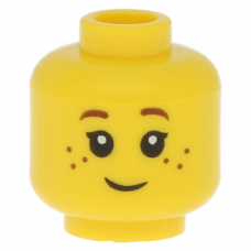 LEGO kislány fej mosolygós arc mintával, sárga (10018)