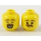 LEGO férfi fej kétarcú bajuszos mosolygó/nevető arc mintával, sárga (38686)