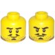 LEGO férfi fej kétarcú bajuszos borostás mosolygó/mérges arc mintával, sárga (38986)