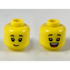 LEGO kislány/gyermek fej kétarcú nevető/mosolygó arc mintával, sárga (49901)