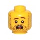 LEGO férfi fej borosta és rémült arc mintával, sárga (56263)