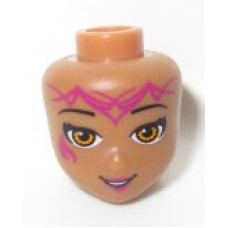 LEGO Elves női fej mintával (Azari), középsötét testszínű (19835)