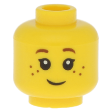 LEGO kislány fej mosolygós arc mintával, sárga (10018)