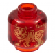 LEGO fej arany tigris mintával, átlátszó piros (83811)
