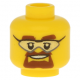 LEGO férfi fej szemüveg és körszakáll mintával, sárga (10158)