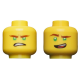 LEGO férfi fej kétarcú mosolygó/mérges arc mintával (Lloyd), sárga (33869)