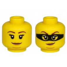 LEGO női fej kétarcú fekete szemmaszk mintával, sárga (66166)