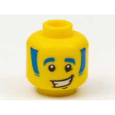LEGO férfi fej kék színű szemöldök és pajesz mintával, sárga (75025)