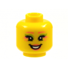 LEGO női fej festett szem és mosolygó arc mintával, sárga (3626cpb2819)