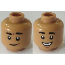 LEGO férfi fej kétarcú mosolygó/nevető arc mintával, középsötét testszínű (79150)