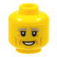 LEGO férfi fej nevető arc mintával, sárga (98479)