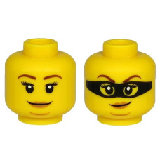 LEGO női fej kétarcú fekete szemmaszk mintával, sárga (66166)