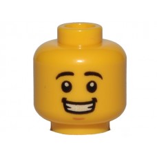 LEGO férfi fej nevető arc mintával, sárga (26881)
