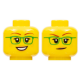 LEGO női fej kétarcú szemüveges mosolygó/nevető arc mintával, sárga (56863)