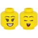 LEGO női fej kétarcú csukott szem/nevető arc mintával, sárga (68587)