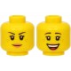 LEGO női fej kétarcú szeplős mosolygó/nevető arc mintával, sárga (68335)