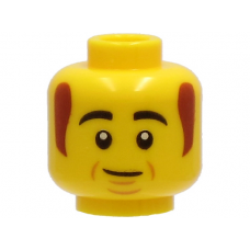 LEGO férfi fej mosolygó arc és pajesz mintával, sárga (74156)