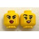 LEGO női fej kétarcú nyelvkiöltős/nevető arc mintával, sárga (77772)