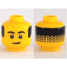 LEGO férfi fej mosolygós arc és haj mintával, sárga (98550)