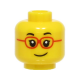 LEGO fiú/gyermek fej mosolygó arc és szemüveg mintával, sárga (98477)