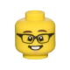 LEGO férfi fej szemüveg mintával, sárga (98363)