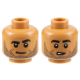 LEGO férfi fej kétarcú borostás zárt/nyitott száj mintával, középsötét testszínű (100323)