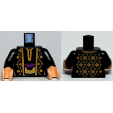 LEGO felsőtest arany díszítésű arab köntös mintával, fekete (76382)