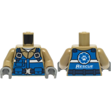 LEGO felsőtest állatmentős mellény mintával, sötét sárgásbarna (76382)