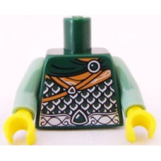LEGO felsőtest elf ruha mintával, sötétzöld (88585)
